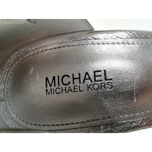 Michael Kors Womens Silver 4.5" Heels/Sandals W/Wide Ruffle Ankle Strap Sz 7.5M - Picture 8 of 8